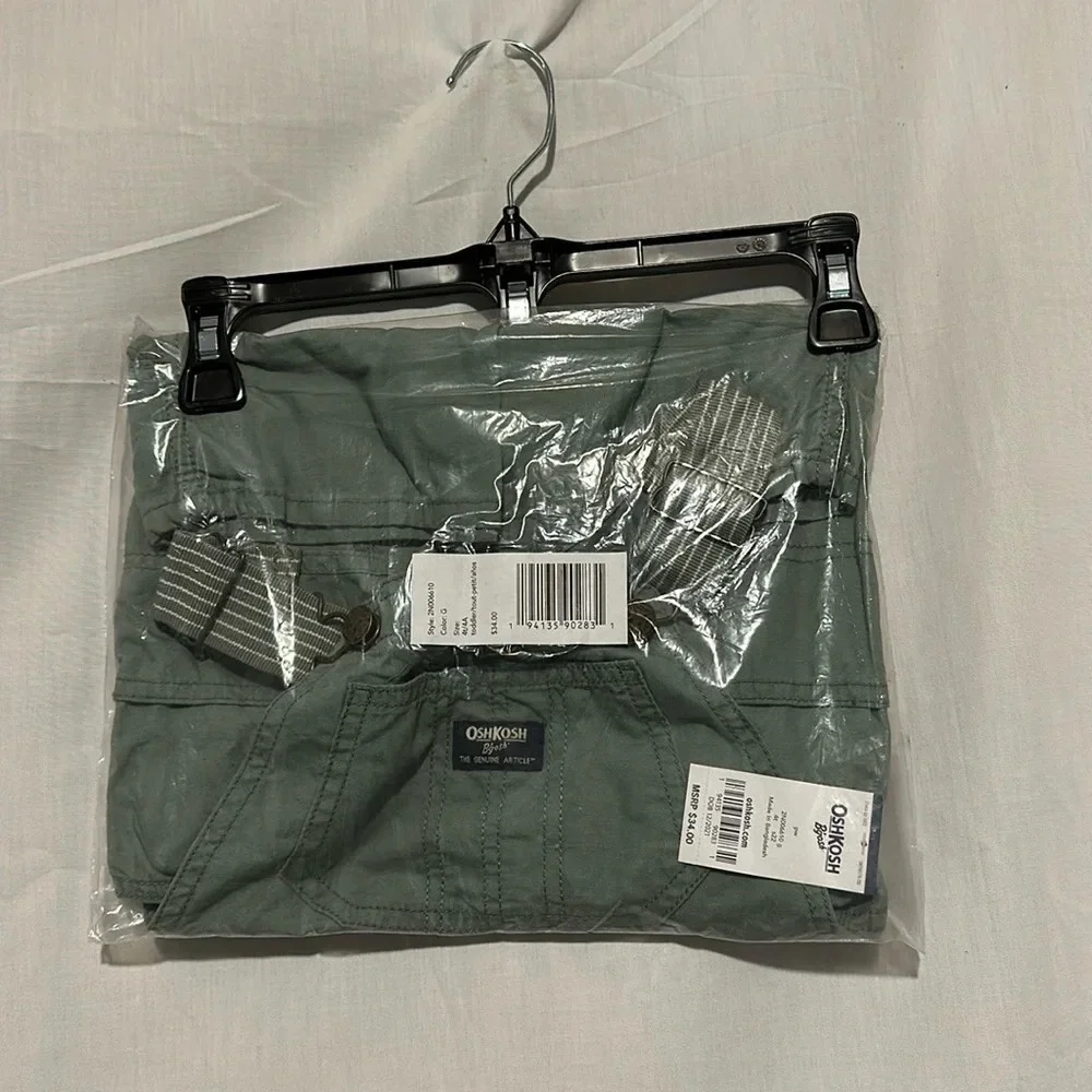 NWT OshKosh B'Gosh green overall shorts size 4T